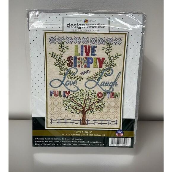 Counted Cross Stitch Kit Design Works Live Simply, Love, Laugh #DW2986 - Picture 1 of 4